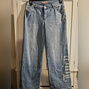 Juicy Couture Light Blue Wide Leg Jeans with White Side Logo